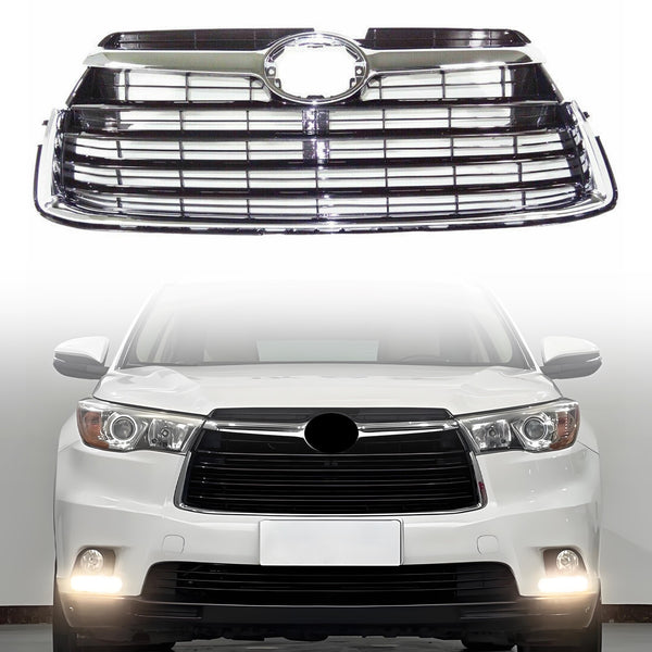 Chrome Front Bumper Upper Grille ABS Grill For Toyota Highlander 4-Dr 2014-2016