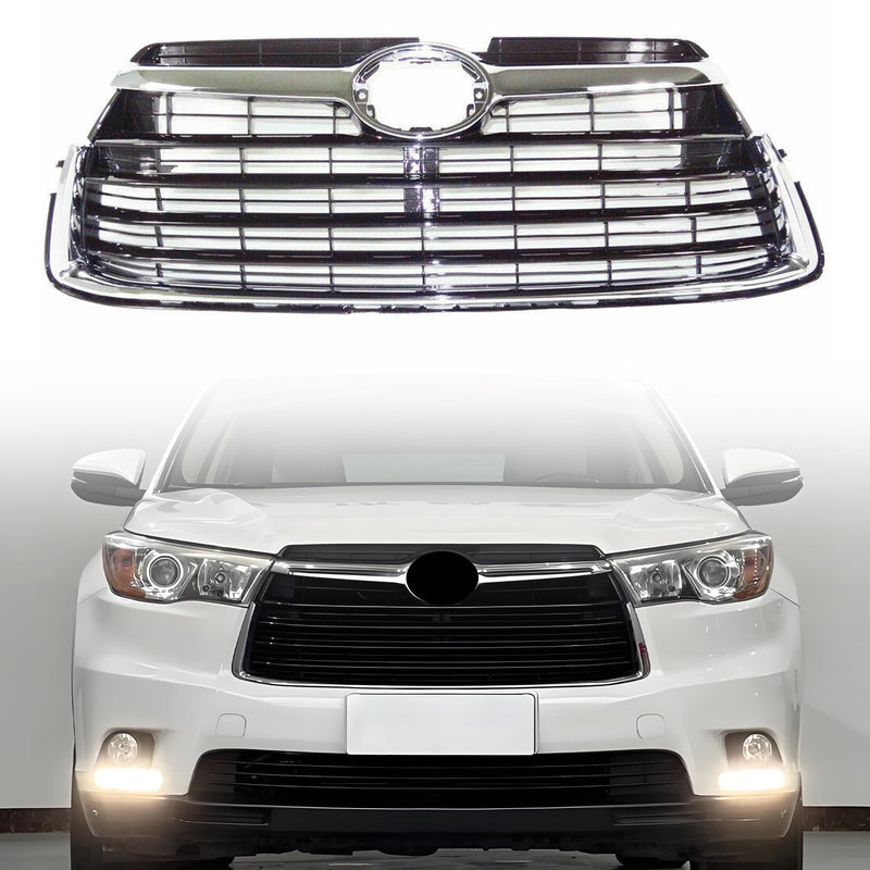 Chrome Front Bumper Upper Grille ABS Grill For Toyota Highlander 4-Dr 2014-2016