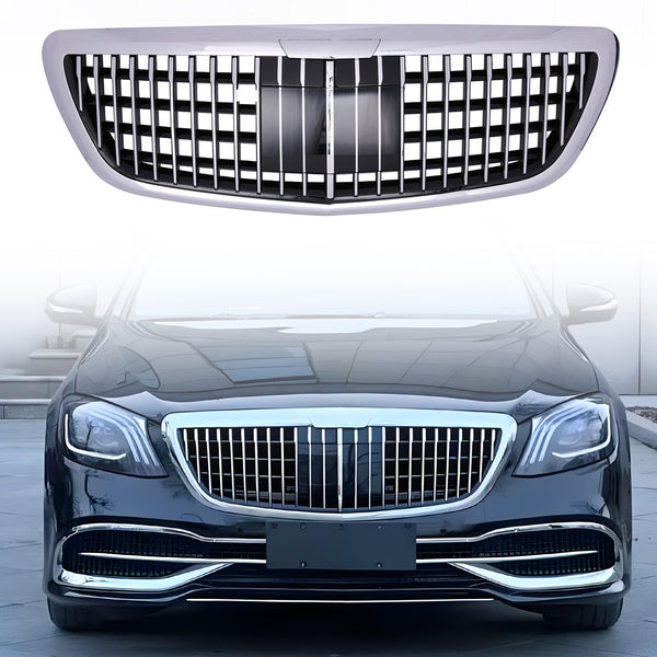 Chrome Front Grille Compatible with Mercedes Benz S-Class W222 S400 S550 2013 2014 2015 2016 2017 2018 2019 2020 Models, Maybach Style