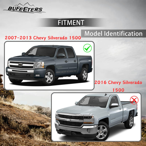 BUFEETERS Front Upper Chrome Grille w/ Black Insert Fit For 2007 2008 2009 2010 2011 2012 2013 Chevy Silverado 1500,Mesh Insert Style,Chrome&Black