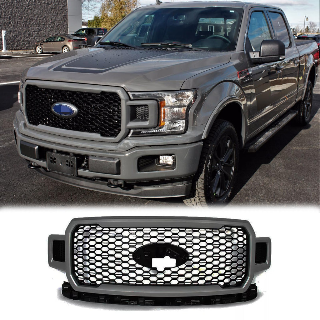 BUFEETERS  Front Radiator Grille Assembly Fit For 2018 2019 2020 Ford F-150,Honeycomb Style,Magnetic Metallic&Black