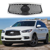 BUFEETERS  Front Bumper Upper Grille With Camera Hole Fit For 2016 2017 2018 2019 2020 Infiniti QX60,Mesh Style,Chrome&Black