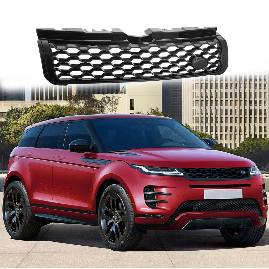 BUFEETERS Front Bumper Mesh Grille Dynamic Grill Fit For 2012 2013 2014 2015 2016 2017 2018 2019 Land Rover Range Rover Evoque,Honeycomb Style,Gloss Black