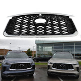 BUFEETERS  Front Bumper Upper Grille Fit For 2022 2023 INFINITI QX60,Mesh Style,Chrome&Black