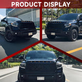 BUFEETERS  Front Upper Hood Scoop With Small Lights Fit For Toyota Tundra 2014 2015 2016 2017 2018 2019 2020 2021,Gloss Black