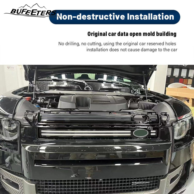BUFEETERS  LED Grille Trim Strips Fit For 2020 2021 2022 2023 2024 Defender 90 110 130,LED lights Style,Black