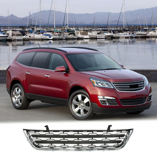 BUFEETERS  Front Bumper Lower Grille Fit For 2013 2014 2015 2016 2017 Chevy Chevrolet Traverse,Honeycomb Style,Chrome&Black