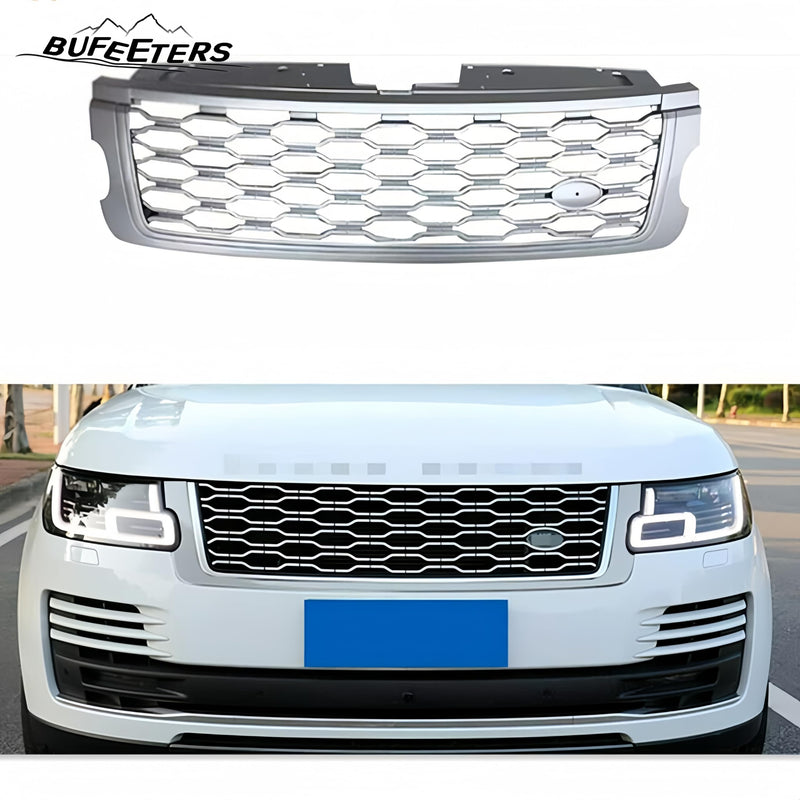 BUFEETERS Front Bumper Upper Grille Fit For 2018 2019 2020 2021 Land Rover Range Rover Sport,Mesh Style,Silver