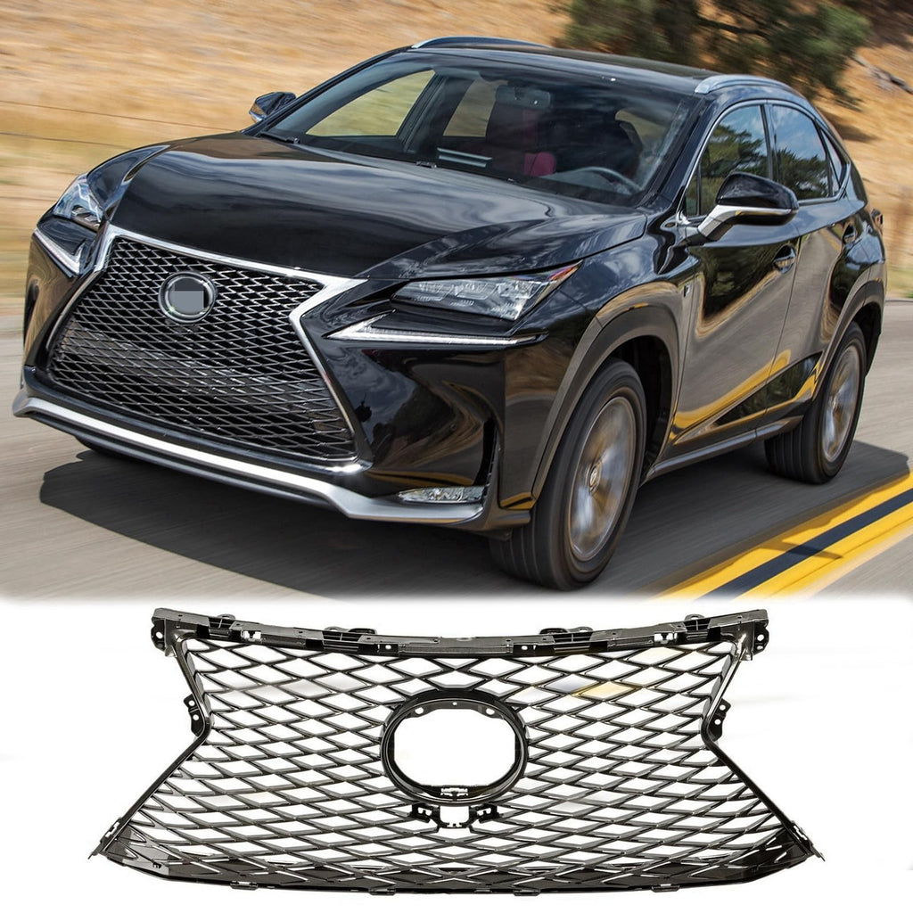 BUFEETERS  Front Bumper Grille Assembly Fit For 2015 2016 2017 Lexus NX200t,OE Style,Painted Silver Shell and Insert