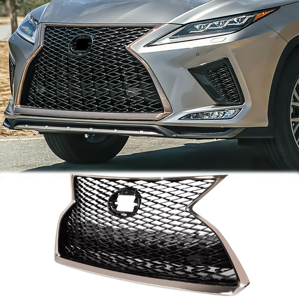 BUFEETERS  Front Upper Grille Without Camera Hole Fit For 2020 2021 2022 Lexus RX350 RX450h RX450hL F Sport,Factory Style,Chrome&Black