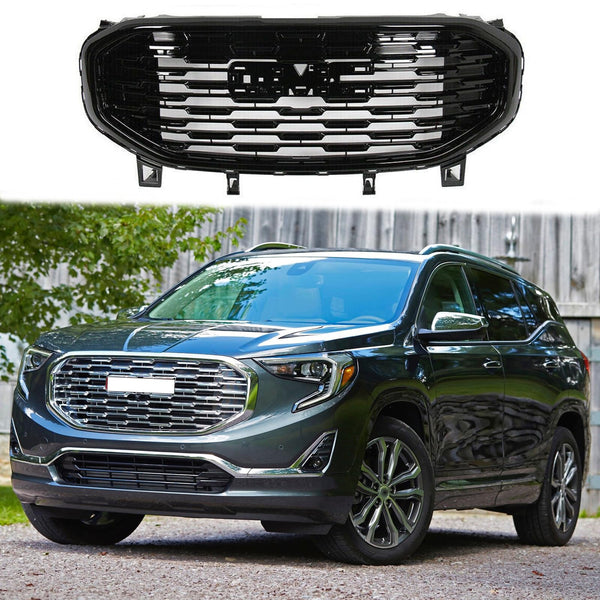 BUFEETERS Front Bumper Upper Grille Fit For 2018 2019 2020 2021 GMC Terrain,Denali Style,Gloss Black