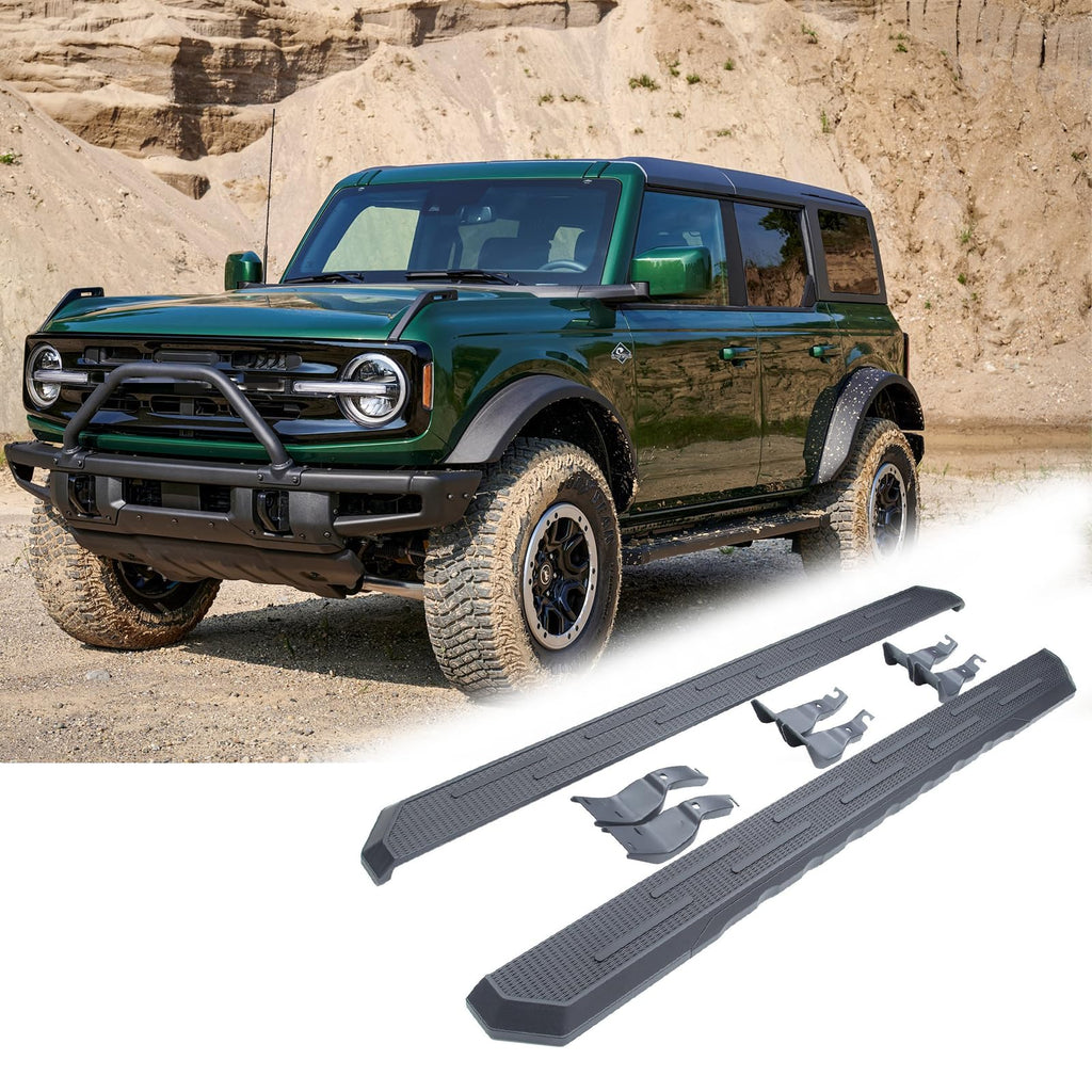 BUFEETERS  Side Step Running Board Nerf Bar Fit For 2021 2022 2023 Ford Bronco 4 Door,Black