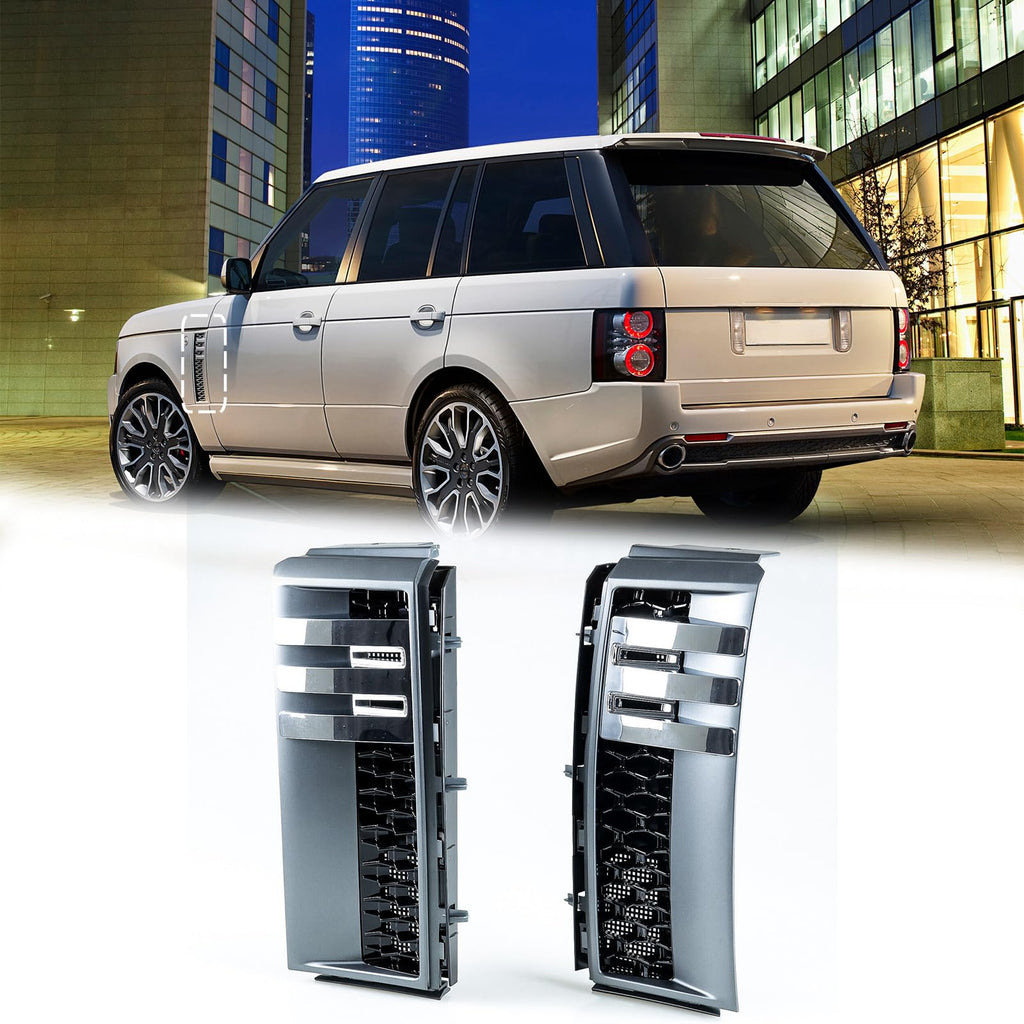 BUFEETERS  Side Fender Vent Fit For 2003 2004 2005 2006 2007 2008 2009 2010 2011 2012 2013 Land Rover Range Rover L322,2010 Style,Black&Gray
