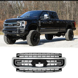 BUFEETERS Front Bumper Upper Grille Fit For 2020 2021 2022 F-250 F-350 Super Duty,Platinum Style,JS Iconic Silver&Black