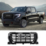 BUFEETERS Front Bumper Upper Grille With Gray Frame Assembly Fit For 2019 2020 2021 GMC Sierra 1500,Factory Style,Gloss Black&Gray