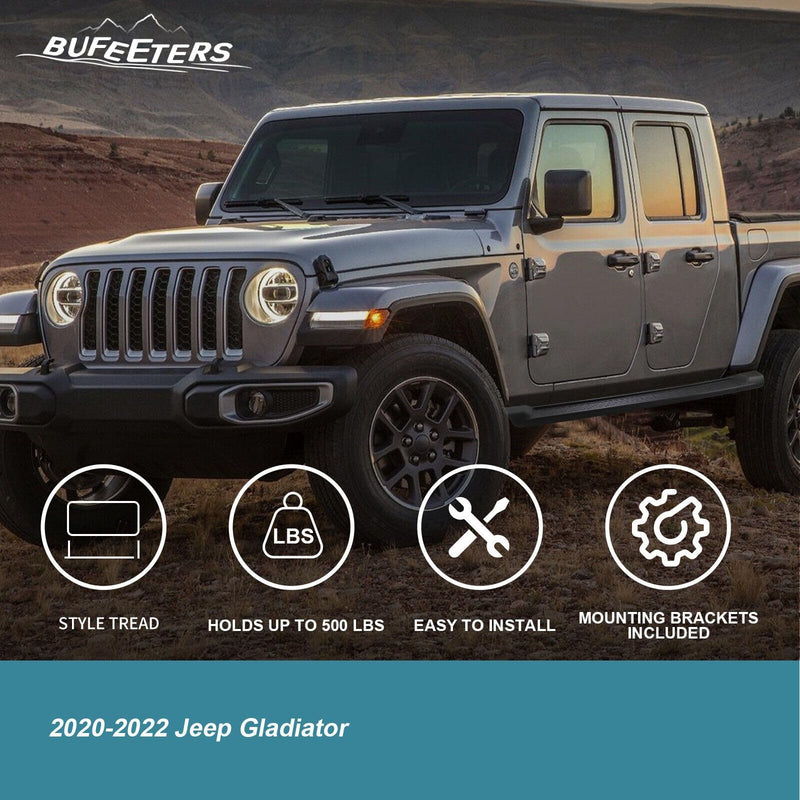 BUFEETERS Side Step Running Board Nerf Bar Fit For 2020 2021 2022 2023 Jeep Gladiator 4 Door,Black