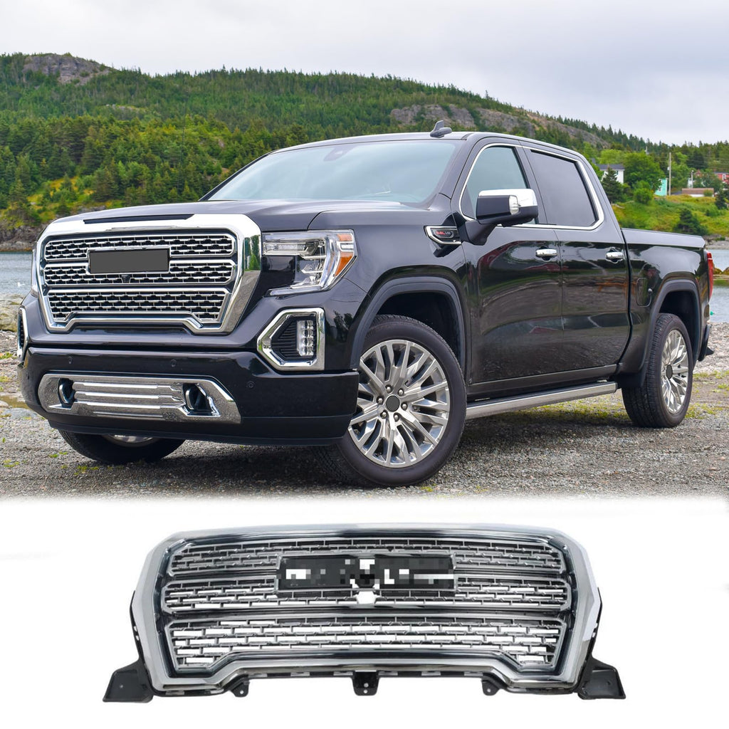 BUFEETERS Front Bumper Upper Chrome Grille Assembly Fit For 2019 2020 2021 GMC Sierra 1500 Denali,Factory Style