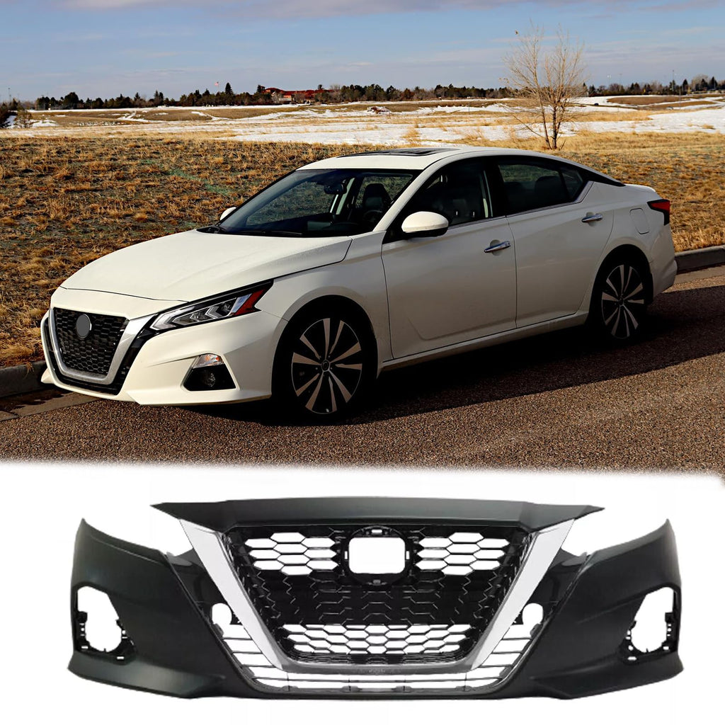 BUFEETERS  Front Bumper Cover & Grille Assembly Kit Fit For 2019 2020 2021 2022 Nissan Altima,Honeycomb Style,Chrome&Black