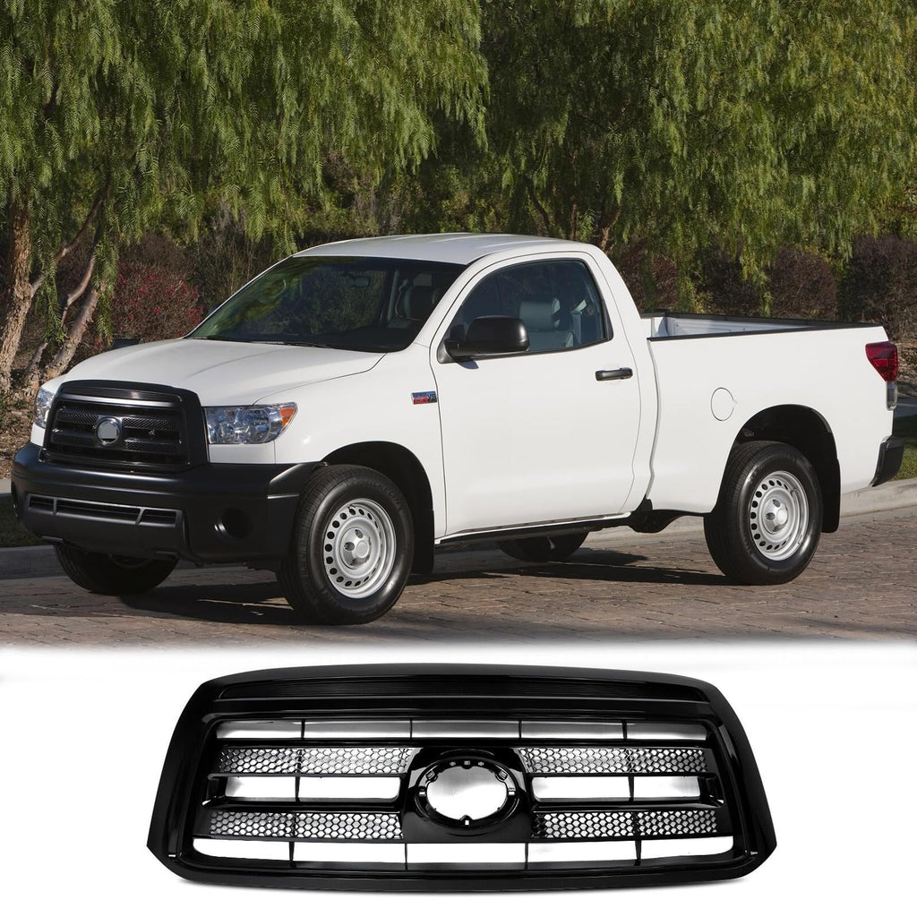 BUFEETERS   Front Bumper Grille Fit For 2010 2011 2012 2013 Toyota Tundra,Factory Style,Gloss Black