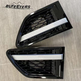 BUFEETERS  Front Grille Air Side Vent Set Fit For 2010 2011 2012 2013 Land Rover Range Rover Sport L320,Mesh Style,Black&Silver