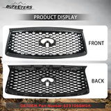 BUFEETERS  Front Upper Grille  W/ Camera Hole Fit For 2018 2019 2020 2021 INFINITI QX80,Mesh Style,Gloss Black