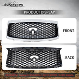 BUFEETERS  Front Upper Grille Assembly W/ Camera Hole Fit For 2018 2019 2020 2021 Infiniti QX80,Honeycomb  
 Style,Chrome&Black