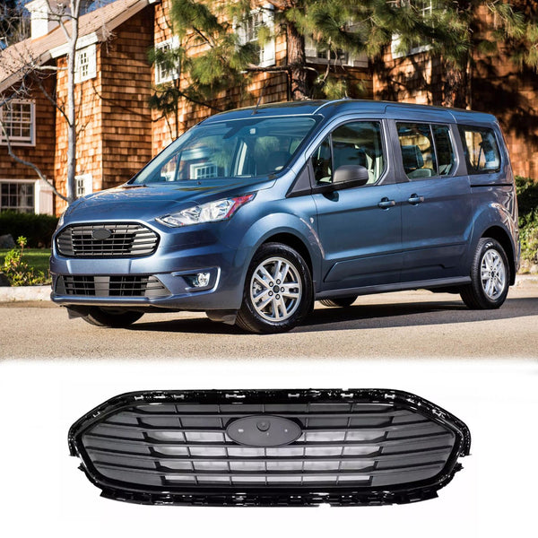 BUFEETERS Front Bumper Upper Grille W/O Chrome Molding Trim Fit For 2018 2019 2020 2021 2022 2023 Ford Transit Connect,Mesh Style,Black