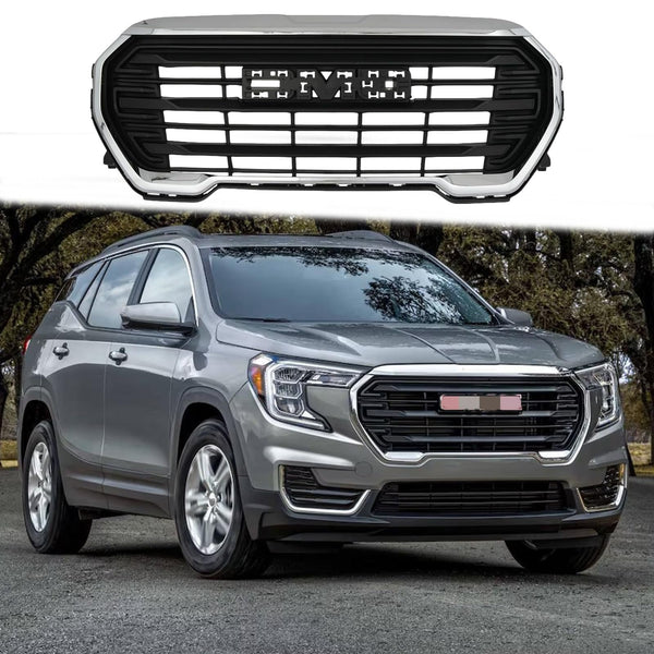 BUFEETERS  Front Bumper Upper Grille Fit For 2022 2023 GMC Terrain,Denali Style,Chrome&Black