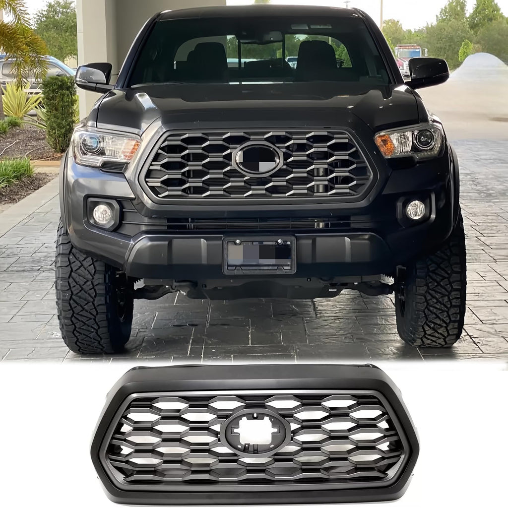 BUFEETERS   Front Bumper Grille Fit For 2016 2017 2018 2019 2020 2021 2022 2023  Toyota Tacoma TRD,Honeycomb 2021 TRD Look Style,Matte Black&Gray