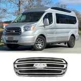 BUFEETERS Front Bumper Grille Fit For 2015 2016 2017 2018 2019 Ford Transit 150 250 350,Horizontal Billet Style,Chrome&Black