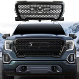 BUFEETERS Front Bumper Upper Grille Fit For 2019 2020 2021 GMC Sierra 1500,Denali Style,Gloss Black