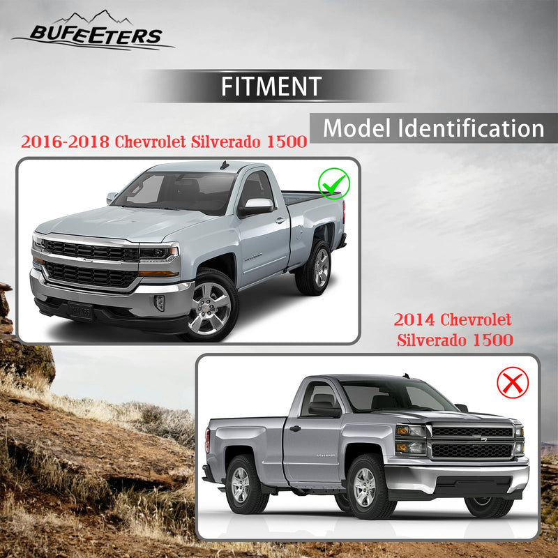BUFEETERS  Front Upper Grille Fit For 2016 2017 2018 Chevy Silverado 1500,Honeycomb Style,Black