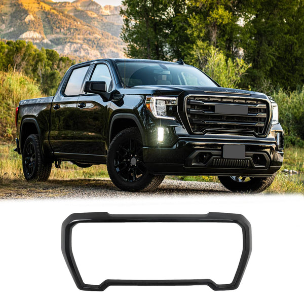 BUFEETERS Front Grille Outer Frame Suround Fit For 2019 2020 2021 GMC Sierra 1500,Factory Style,Gloss Black