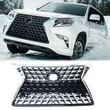 BUFEETERS Front Upper Grille Fit For 2014 2015 2016 2017 2018 2019 2020 2021 2022 LEXUS GX460,Mesh Style,Black W/Chrome Frame