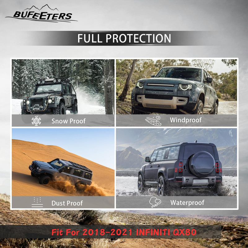 BUFEETERS  Front Upper Grille  W/ Camera Hole Fit For 2018 2019 2020 2021 INFINITI QX80,Mesh Style,Gloss Black
