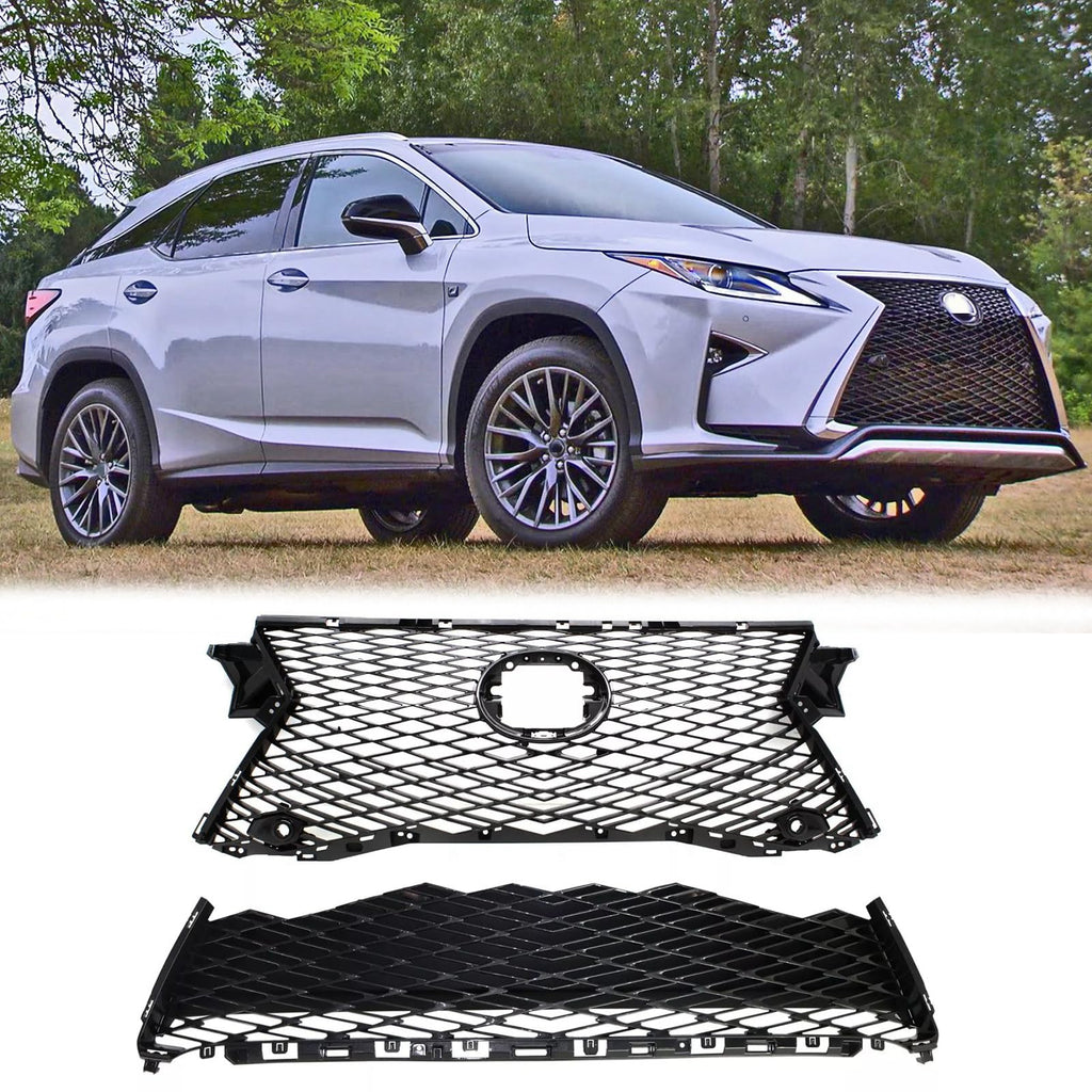 BUFEETERS  Front Upper and Lower Grille Assembly Fit For 2016 2017 2018 2019 Lexus RX350 RX450 F Sport,Grey
 