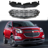 BUFEETERS Front Bumper Upper & Lower Grille Set Fit For 2016 2017 Chevrolet Equinox,Chrome&Black
