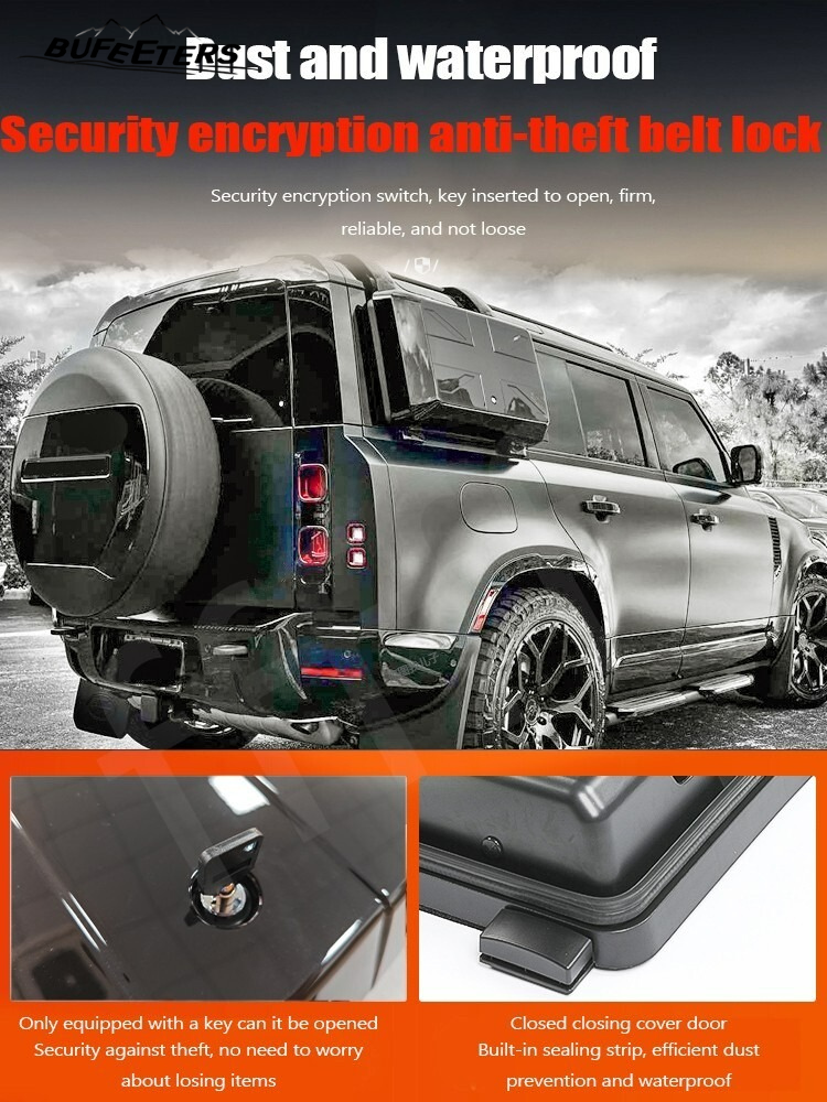 BUFEETERS  Exterior Side Mounted Gear Box Carrier Fit For 2020 2021 2022 2023 2024 Land Rover Defender 90 110 130,Matte Black