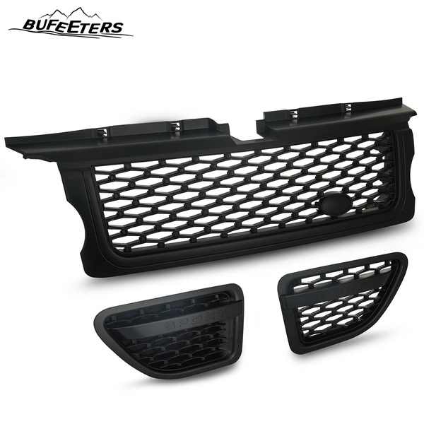 BUFEETERS  Front Grille Air Side Vents Fit For 2006 2007 2008 2009 Range Rover Sport,Mesh Style,Matte Black