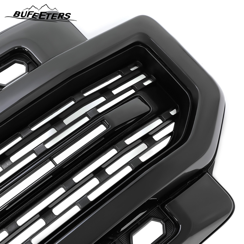 BUFEETERS Front Bumper Upper Grille Fit For 2020 2021 2022 2023 F-250 F-350 F-450 F-550 Lariat Super Duty,Mesh Style,Gloss Black