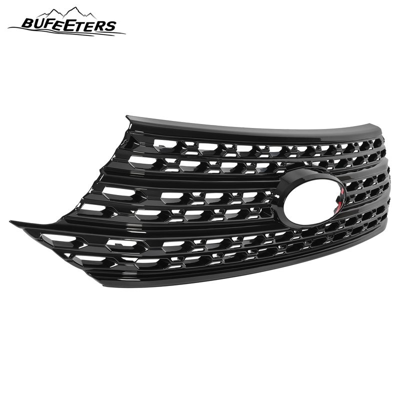 BUFEETERS Front Radiator Grille Overlay Cover Fit For 2020 2021 2022 2023 2024 Ford Explorer Base XLT,Mesh Style,Gloss Black