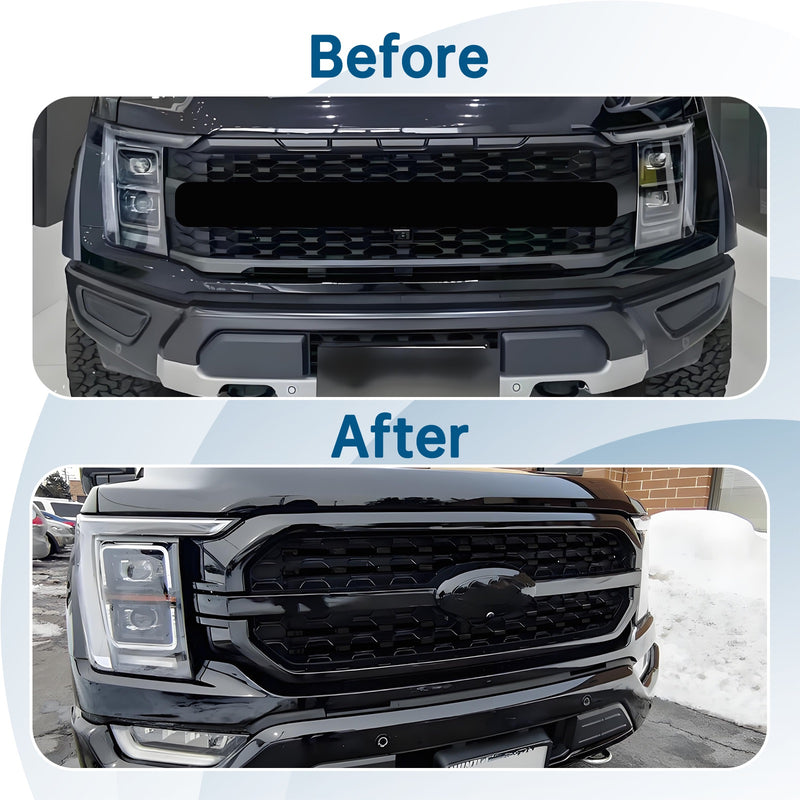 For Ford F-150 F150 2021-2023 Platinum Front Bumper Grille Assembly Gloss Black