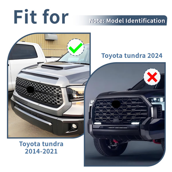 Silver Sky Front Grille&Hood Bulge Molding Grill Compatible with Toyota Tundra 2014 2015 2016 2017 2018 2019 2020 2021 Models