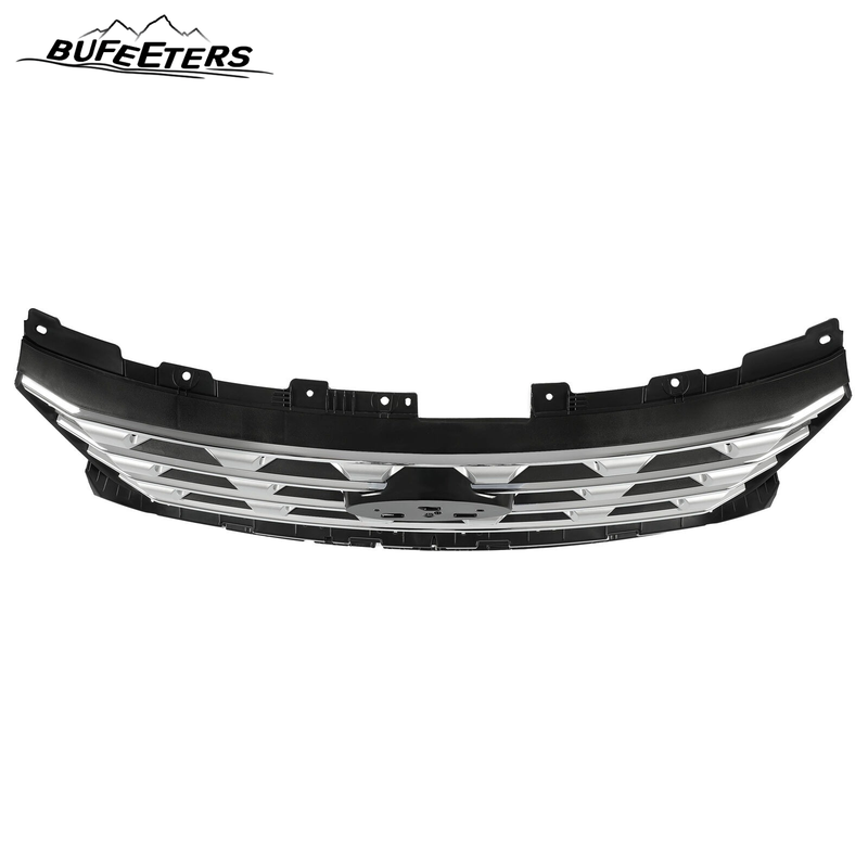 BUFEETERS Front Bumper Upper Grille Fit For 2016 2017 Ford Explorer,Factory Style,Silver Coated Black