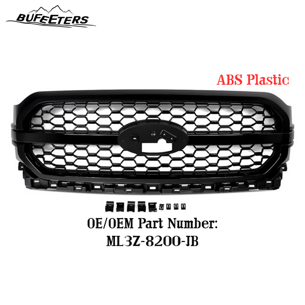 BUFEETERS  Front Bumper Upper Grille Assembly Fit For 2021 2022 2023 Ford F-150 F150,Platinum Style,Gloss Black   
 