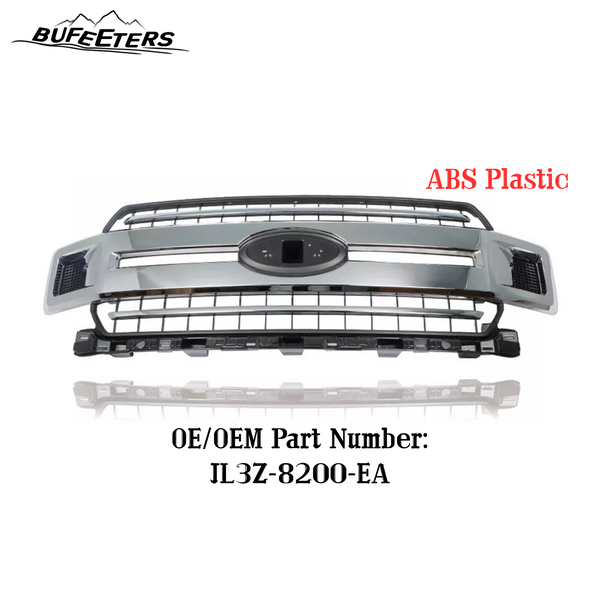BUFEETERS  Front Bumper Upper Chrome Grille Assembly Fit For 2018 2019 2020 Ford F-150,Honeycomb Style