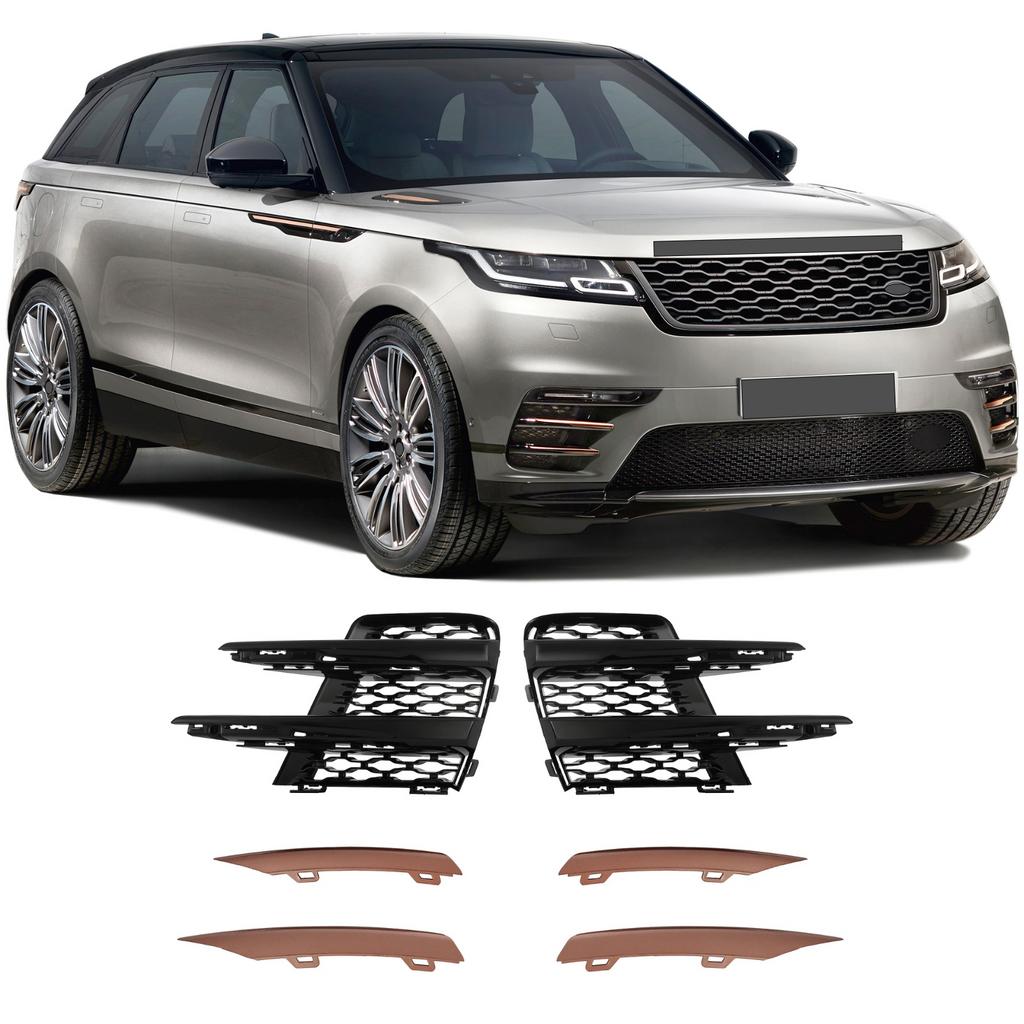 BUFEETERS 1 Pair Front Bumper Fog Lamp Black Grille Cover Fit For 2018 2019 2020 2021 Land Rover Range Rover Velar