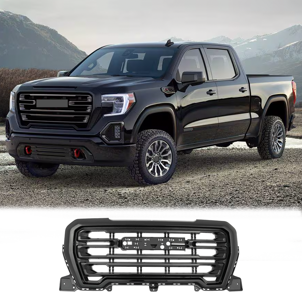 BUFEETERS Front Bumper Upper Grille Fit For 2019 2020 2021 GMC Sierra 1500,Factory Style,Gloss Black