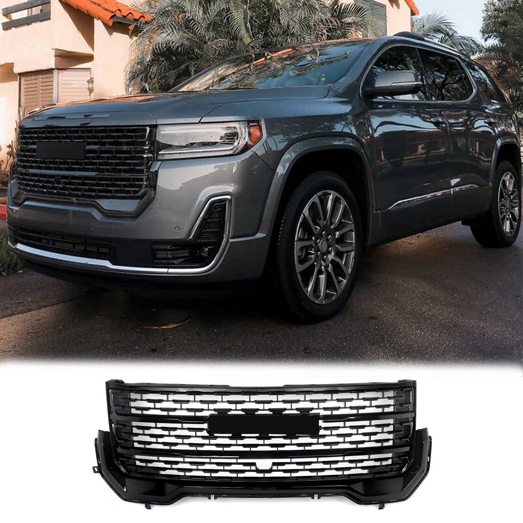BUFEETERS  Front Bumper Upper Grille Fit For 2020 2021 2022 2023 GMC Acadia Denali,Factory Style,Gloss Black