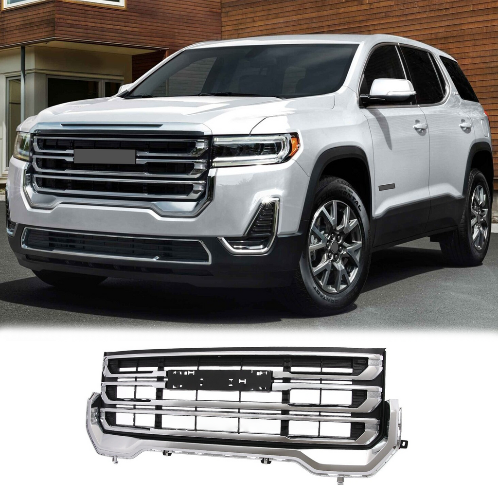 BUFEETERS Front Bumper Upper Chrome Grille Fit For 2020 2021 2022 2023 GMC Acadia,Factory Style,Chrome&Black